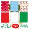 50 Christmas Tissue Paper Sheets - 20x20 Inch, Red, White, Green & Printed Holiday Tissue Paper for Xmas Wrapping, Gift Bags & Crafts - Festive Colors view 2