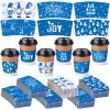 180 Pcs Christmas Coffee Tea Cup Sleeves Snow Merry Christmas Winter Disposable Paper Jacket Sleeves for 12 and 16 oz Cups Holiday Tea Cup Paper Jacket for Hot Chocolate Cocoa Cold Beverage(Fresh) view 1