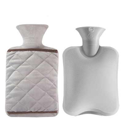 2L Hot Water Bag with Cover,Hot Water Bottle,Warm Water Bottle for Bed,Classic Rubber Hot Water Bag,for Hot and Cold Therapy, Pain Relief, Muscles Sore (Gray)