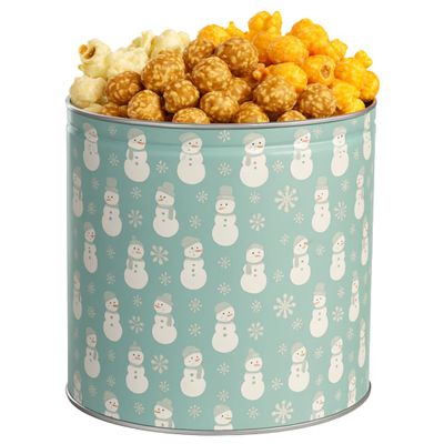 Uncle Myron's Christmas Popcorn Tin - Popcorn Tins 3 Flavors, 1 Gallon Holiday Tin, Caramel, Cheddar Cheese, Butter (Snowman))