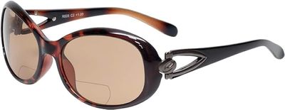 Calabria 828 Oversized Oval BiFocal Reading Sunglasses +3.00 Tortoise Women Bi-Focal Sun Glasses Readers Chic Fashion Trendy