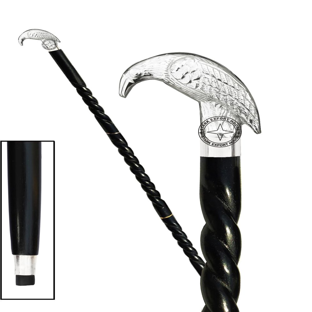 Nickel Silver Nautical Walking Stick Men & Women Canes and Wooden 37 inch Handle Natural Wood Rosewood Stick Best for Gift (DSM)