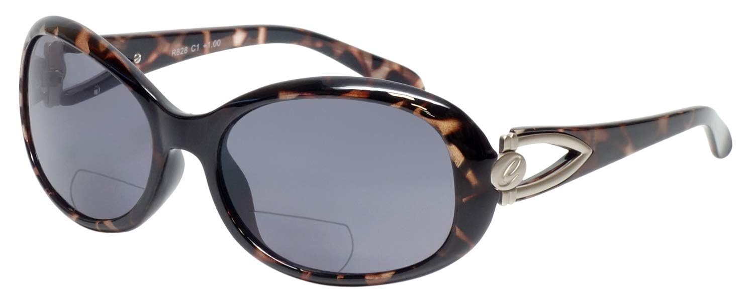 Calabria 828 Oversized Oval BiFocal Reading Sunglasses +2.75 Onyx Women Bi-Focal Sun Glasses Reader Chic Fashion Trendy Cute