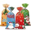 ANXTO 100 Pcs Christmas Cellophane Bags Christmas Candy Cookie Treat Bags Santa Claus Father Christmas with Twist Ties for Xmas Holiday Party Favors Supplies (100pcs /4 styles assorted packing) view 1