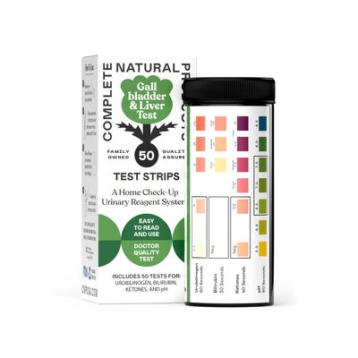 Complete Natural Products Gallbladder & Liver Urinalysis Kit, 50 Count Strips, Urobilinogen, Bilirubin, Ketones, pH