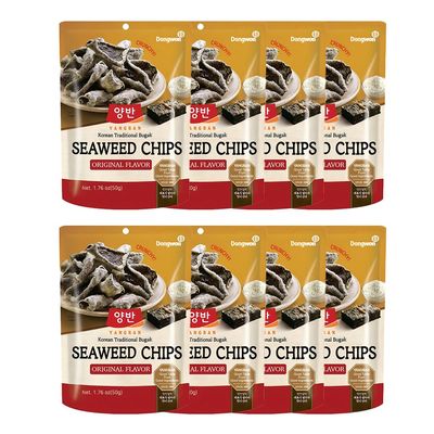 [Dongwon] YANGBAN Seaweed Chips | Classic Original Flavor | Authentic Korean Seaweed Nori Snack | Crispy and Light | Traditional Kimbugak () Snack (1.76 oz x 8 packs)