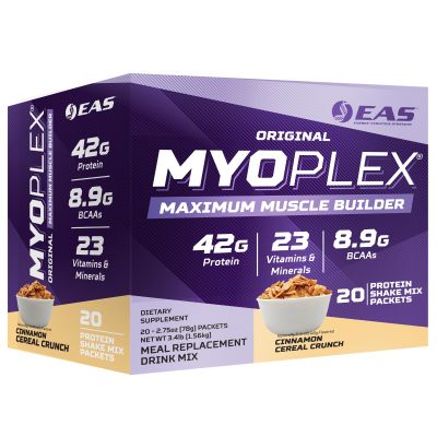 EAS Original Myoplex Maximum Muscle Builder, Meal Replacement Protein Drink Mix | Quality Protein Blend | 42g Protein | 20 Individual Packet (Cinnamon Cereal Crunch)