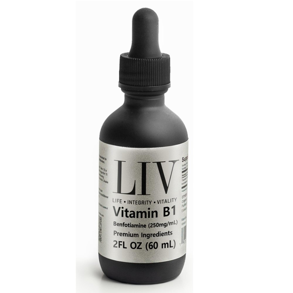 LIV Vitamin B1 Liquid Thiamine & Benfotiamine Supplement for Glucose Metabolism & Nerve Support Fast-Absorbing Liquid Drops 60 mL
