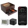 CASE ELEGANCE Renzo Glass Top Humidor with Thick Cedar, Includes Klaro Valet Digital Hygrometer+ WiFi Bridge for Remote Monitoring Humidity & Temperature, iOS & Android App - Walnut Finish view 1