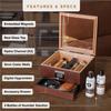 CASE ELEGANCE Renzo Glass Top Humidor with Thick Cedar, Includes Klaro Valet Digital Hygrometer+ WiFi Bridge for Remote Monitoring Humidity & Temperature, iOS & Android App - Walnut Finish view 2