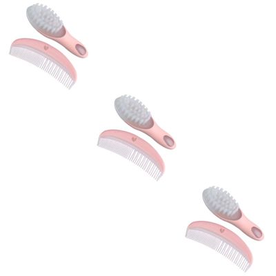 Healifty 3sets Soft Massage Brush and Comb Kit for Newborns Gentle Hair Grooming Tool Pink Promotes Scalp Health and Brain Development for Boy Girl