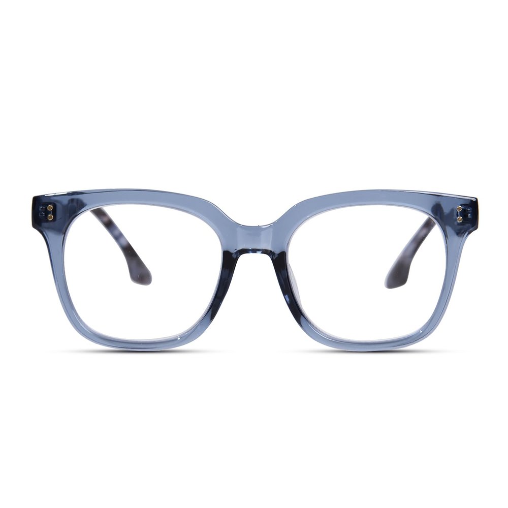 Avaeye Oversized Reading Glasses for Women Men Large Square Frame Readers Trendy Eyeglasses with Spring Hinges (Blue, 3.0)