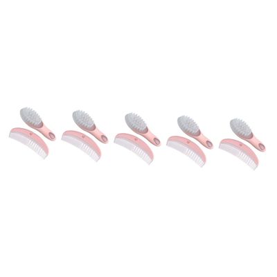 Healifty 5sets Massage Brush and Comb Kit for Newborns Soft Bristles Gentle Scalp Care for Grooming Pink