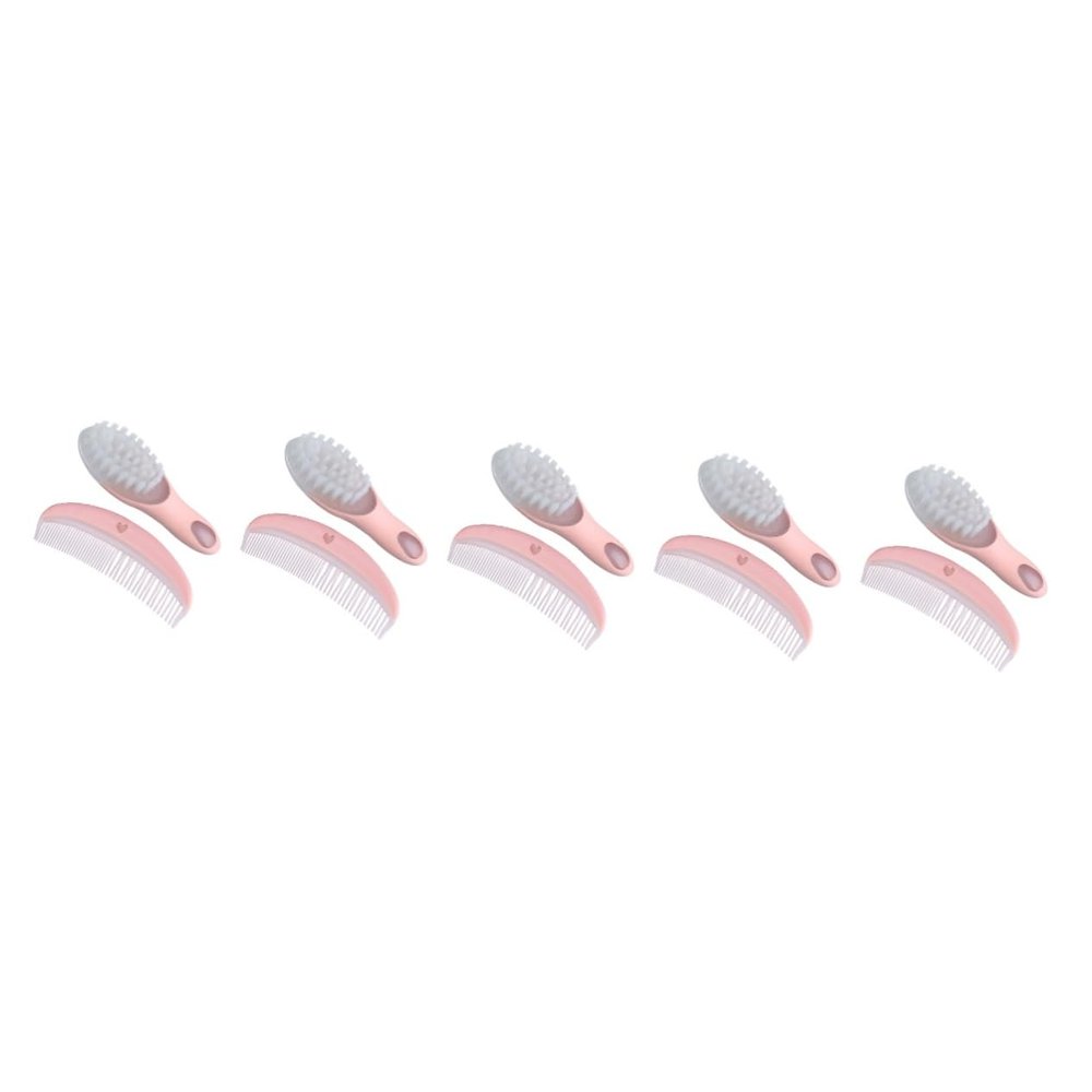 Healifty 5sets Massage Brush and Comb Kit for Newborns Soft Bristles Gentle Scalp Care for Grooming Pink