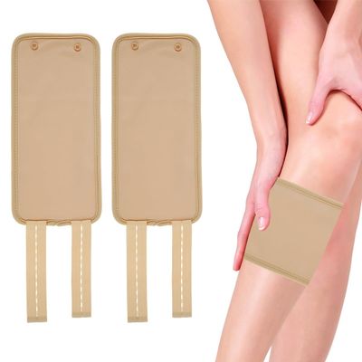 2PCS Calf Oil Pack Set, Washable Reusable Essential Oil Wrap, Organic Essential Oil Compression Wrap with Adjustable Elastic Strap for Arm Knee Calf (Khaki)