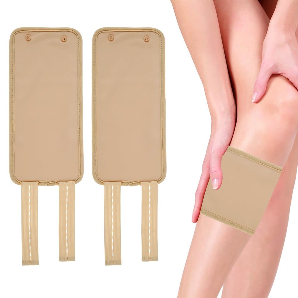 2PCS Calf Oil Pack Set, Washable Reusable Essential Oil Wrap, Organic Essential Oil Compression Wrap with Adjustable Elastic Strap for Arm Knee Calf (Khaki)