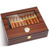 Bald Eagle Cigar Humidor, Glass Top Box with Humidifier Hygrometer, Handmade Desktop Cedar Wood Case Holds 25-30 Cigars view 1