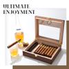 Bald Eagle Cigar Humidor, Glass Top Box with Humidifier Hygrometer, Handmade Desktop Cedar Wood Case Holds 25-30 Cigars view 2