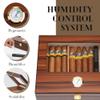 Bald Eagle Cigar Humidor, Glass Top Box with Humidifier Hygrometer, Handmade Desktop Cedar Wood Case Holds 25-30 Cigars view 3
