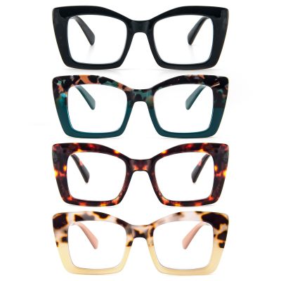 DXYXYO Oversized Square Reading Glasses for Women 2.5 Blue Light Blocking 4 Pack Stylish Retro Readers with Spring Hinge