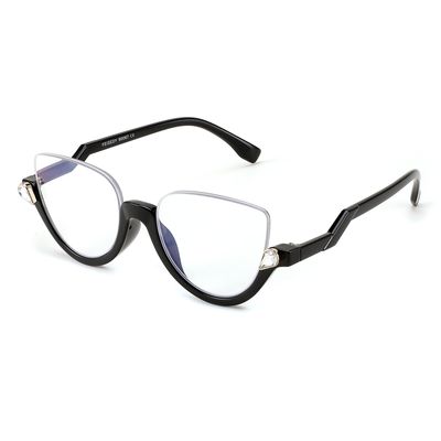 FEISEDY Reading Glasses for Women Fashion Half Frame Cat Eye Glasses Anti Glare Eyeglasses B0067 Black 2.0x