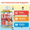 B.Brainy Focus Gummies for Kids & Teens, Kids Focus and Attention Supplements, Brain Focus Vitamins, Vegan Omega 3 EPA/DHA, Support Memory, Clarity, Concentration, Low Sugar 60 Gummies view 2