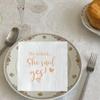 50 Pack "He AskedShe Said Yes" Paper Cocktail Napkins for Engagement Bridal Shower Bachelorette Party Wedding Disposable Party Napkins Rose Gold Foil and White Beverage Napkins 3 Ply view 4