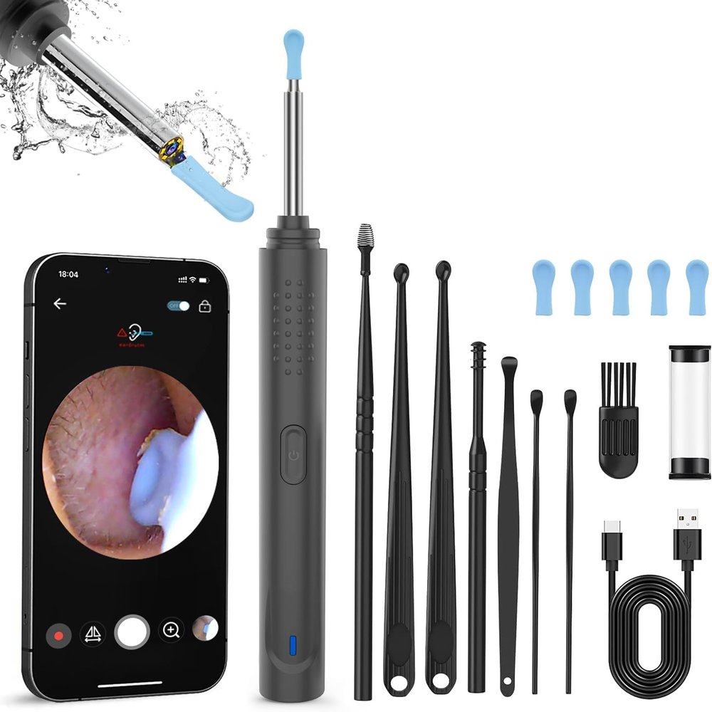 Baddie NE3 Ear Cleaner Otoscope Ear Wax Removal Tool with Camera and LED Light Wireless Ear Endoscope Ear Cleaning Kit (Black)