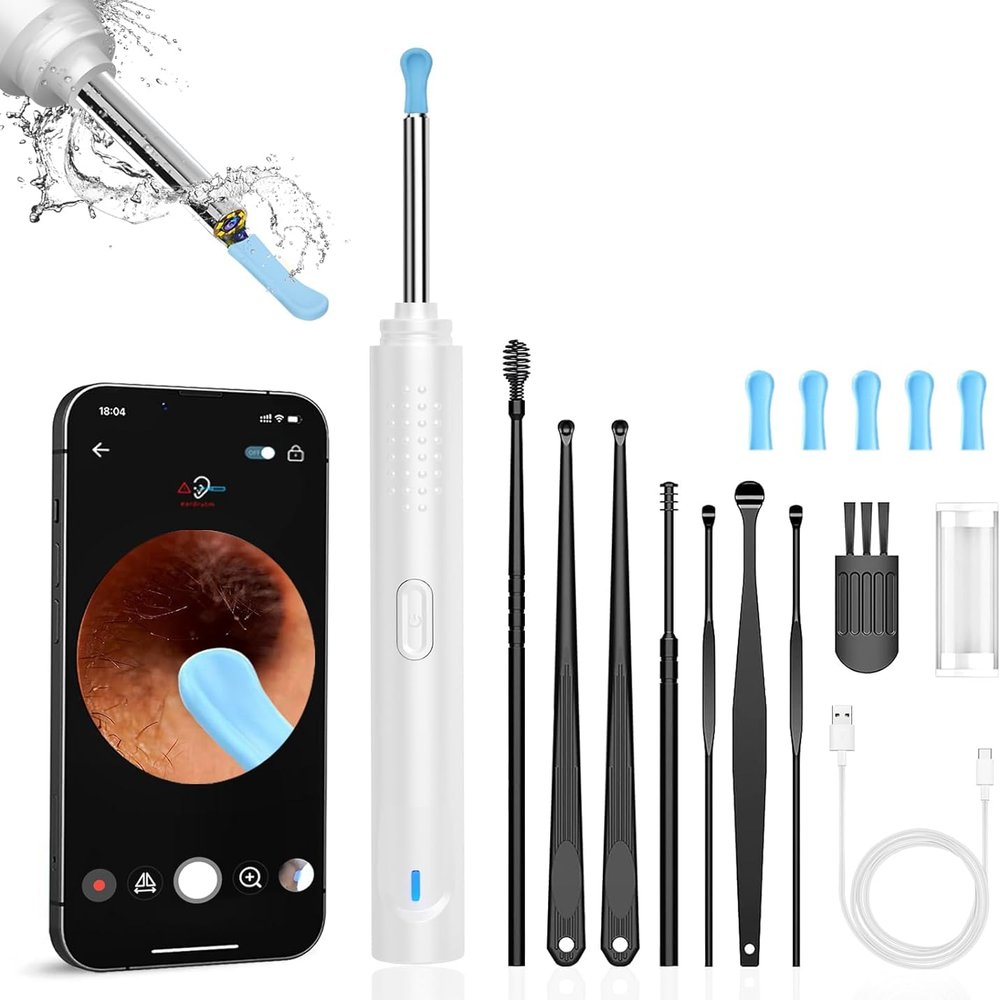 Baddie NE3 Ear Cleaner Otoscope Ear Wax Removal Tool with Camera and LED Light Wireless Ear Endoscope Ear Cleaning Kit (White)