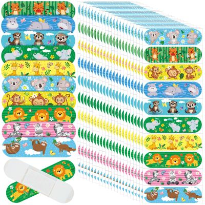 Patelai 300 Pieces Kids Bandages Bulk 10 Styles Children's Adhesive Flexible Colorful Cute Cartoon Bandages Waterproof Breathable Stickers Protection Care Cuts for Girls Boys(Animals)