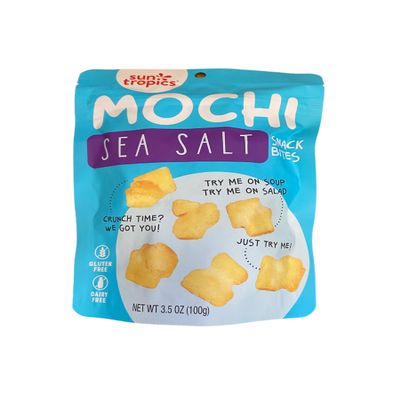 Sun Tropics Mochi Sea Salt Snack Bites - Irresistibly Chewy and Salty Mochi Rice Bites 3.52 Oz (pack of 3)