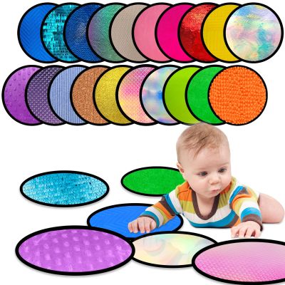 Bouiexye 20 Sets Round Sensory Mats for Autistic Children Sensory Toys Textured Babies and Toddlers Tactile Sensory Walls Fidgeting Educational Activity