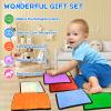 Bouiexye 20 Sets Square Sensory Mats for Autistic Children Textured Sensory Tiles Sensory Toys Babies and Toddlers with Sensory Issues Tactile Sensory Walls Fidgeting Educational Activity view 2