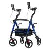 ELENKER Heavy Duty Upright Walker with Extra Wide Padded Seat and Backrest, Aluminum Bariatric Stand Up Rolling Walker, 10 Wheels, Fully Adjustment Frame, Support up to 500 lbs for Seniors, Blue view 1