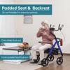 ELENKER Heavy Duty Upright Walker with Extra Wide Padded Seat and Backrest, Aluminum Bariatric Stand Up Rolling Walker, 10 Wheels, Fully Adjustment Frame, Support up to 500 lbs for Seniors, Blue view 3