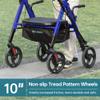ELENKER Heavy Duty Upright Walker with Extra Wide Padded Seat and Backrest, Aluminum Bariatric Stand Up Rolling Walker, 10 Wheels, Fully Adjustment Frame, Support up to 500 lbs for Seniors, Blue view 4