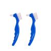 AmeriCan Goods 2/Pcs Blue Denture Care Brushes Glitter Firm Hard Duble Sided Cleaning Denture Toothbrushes view 1