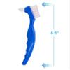 AmeriCan Goods 2/Pcs Blue Denture Care Brushes Glitter Firm Hard Duble Sided Cleaning Denture Toothbrushes view 2