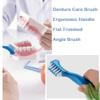 AmeriCan Goods 2/Pcs Blue Denture Care Brushes Glitter Firm Hard Duble Sided Cleaning Denture Toothbrushes view 3