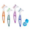 AmeriCan Goods 4 Pcs Denture Toothbrushes with Denture Retainer Bath with Lid, Double Sided Denture Brushes 4 Assorted Colors Denture Kit view 1