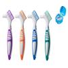 AmeriCan Goods 4 Pcs Denture Toothbrushes with Denture Retainer Bath with Lid, Double Sided Denture Brushes 4 Assorted Colors Denture Kit view 2