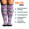 Viasox Compression Socks for Women and Men, Knee High Socks 12-15 mmhg Circulation Support for Flight, Travel, Daily (US, Alpha, Medium, Regular, Regular, Floral) view 3