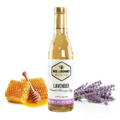 Bee in Your Bonnet Premium Flavoring Syrup - Lavender Syrup Made w/Real Honey & Natural Ingredients - Perfect for Coffee Flavoring, Cocktails & Drinks - Lavender Flavoring - 355ml / 12 Ounce Bottle