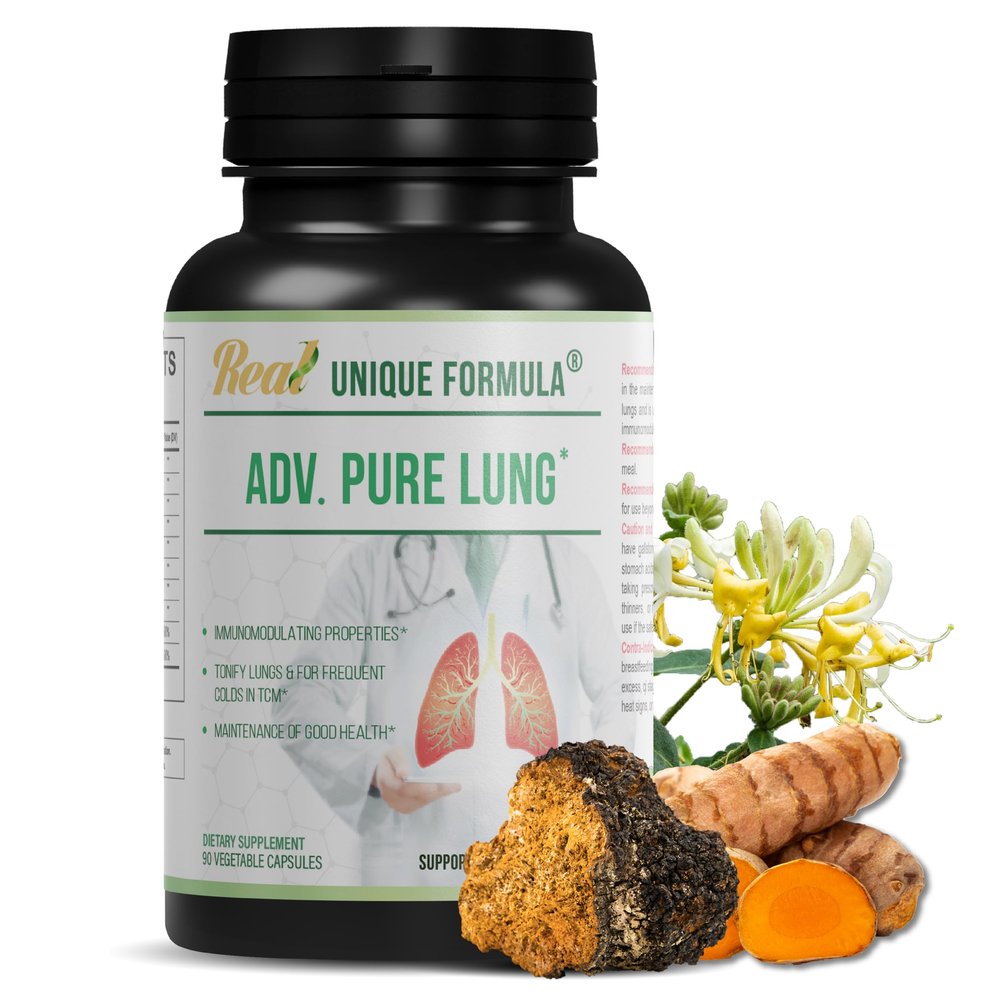 Unique Formula Adv. Pure Lung | Lung Cleanse and Detox | Herbal Respiratory Supplement for Lung Support with Chaga Mushroom, Curcumin Turmeric, Honeysuckle Flower, Astragalus, Quercetin, Pomegranate