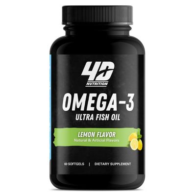 4D NUTRITION Omega-3 Fish Oil Supplement with EPA & DHA - Heart, Brain, Joints, Skin, Eyes & Immune Health - Non-GMO 60 Softgels