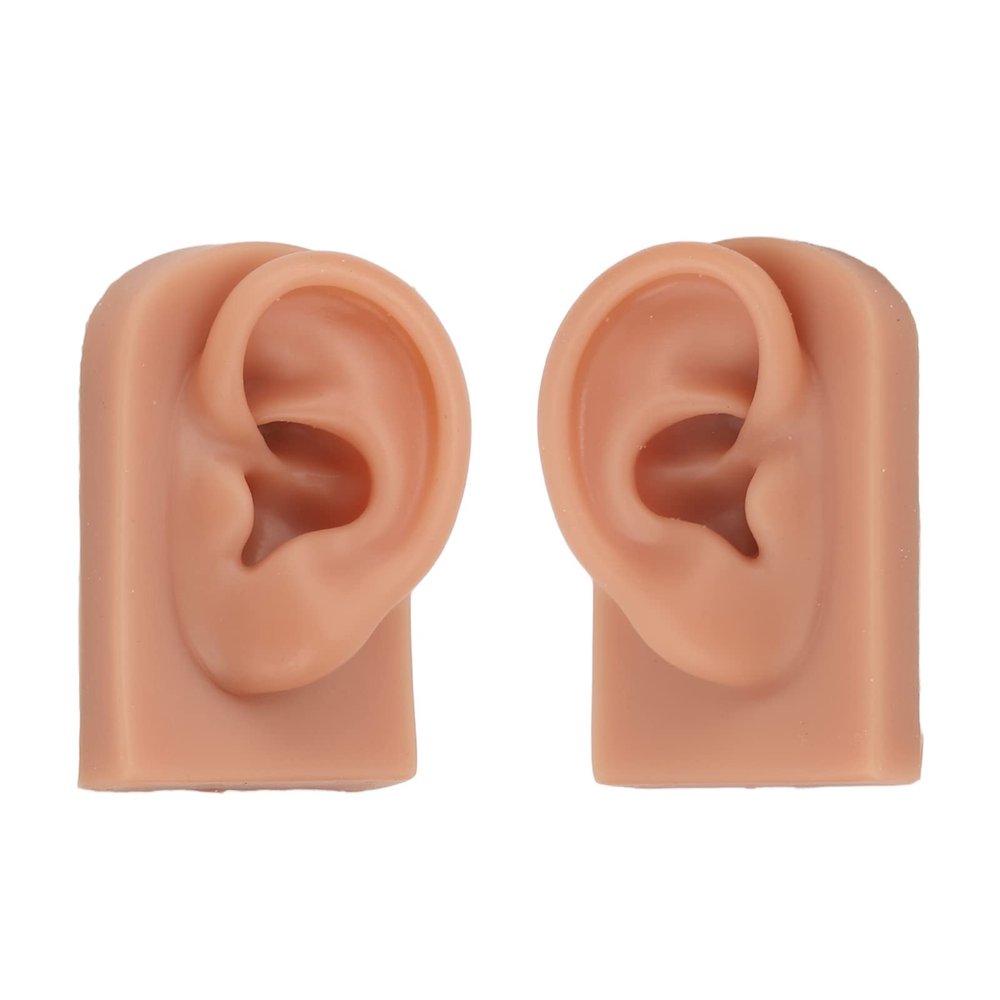 Pair Reusable 3D Realistic Silicone Ear Piercing Practice for Beginners Acupuncture Training Kit Earring Display Human Ear Size
