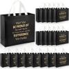 Abbylike 24 Pcs Employee Appreciation Gift Bag Bulk Black Glossy Non Woven Reusable Employee Appreciation Gifts Bags for Coworker Staff Team Boss Teacher Member Group view 1