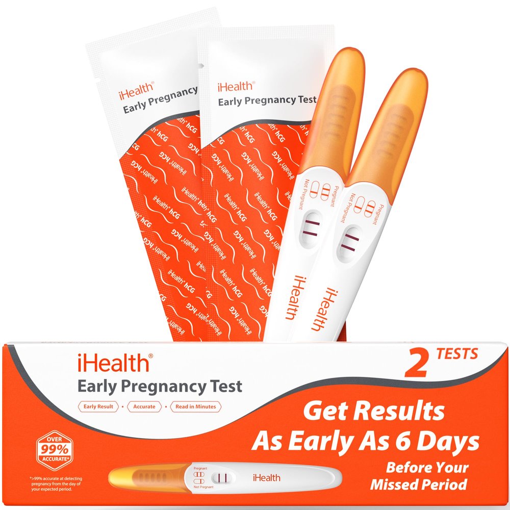 iHealth Pregnancy Test 2-Pack - Ultra Sensitive Early Detection (10mIU/mL) - Over 99% Accurate Early Pregnancy Test - Pruebas De Embarazo for Fast Home Results, 6 Days Before Missed Period