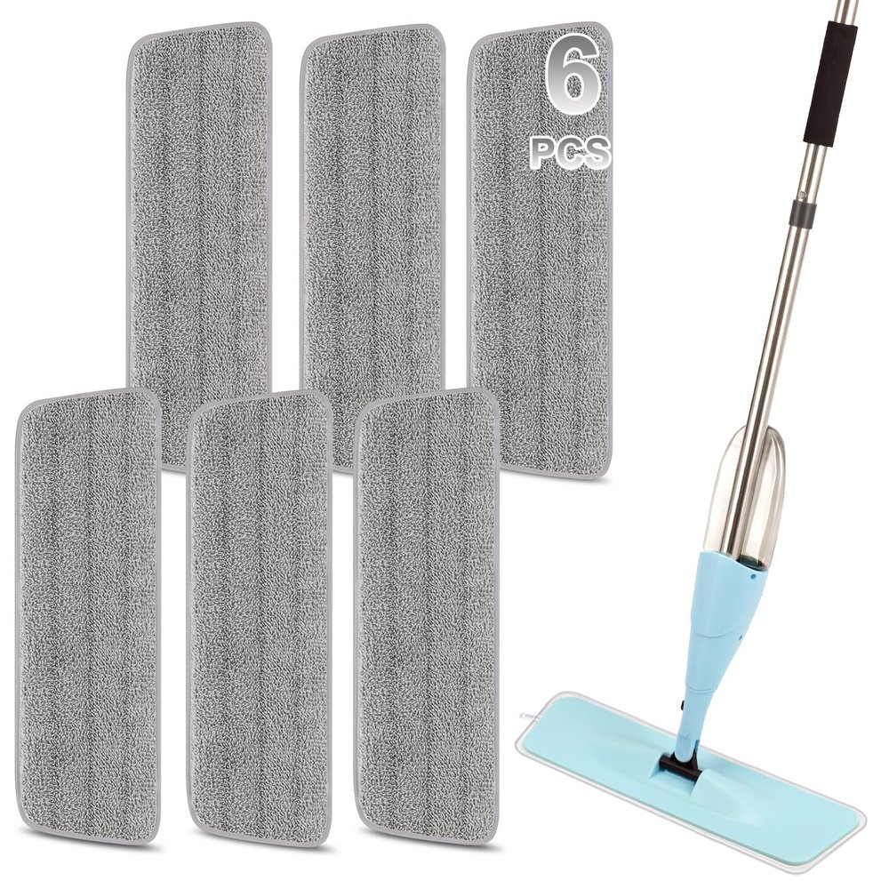 16.5 Inch Reusable Mop Pads Microfiber Spray Mop Replacement Heads for Wet/Dry Mops Compatible with Bona Floor Care System (6 Pack)