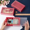BENECREAT 12 Pack Red Rectangle Drawer Kraft Boxes, 17.2x10.2x4.2cm/6.77x4.02x1.65 inch Present Packaging Boxes with Frosted PVC Windows for Chocolates, Handmade Soap, Cosmetic Samples view 3